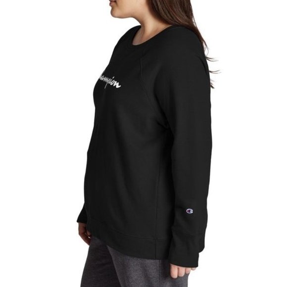 CHAMPION PowerBlend Fleece Logo Sweatshirt - Women's Plus Size 1X - Black - NWT - Picture 7 of 13